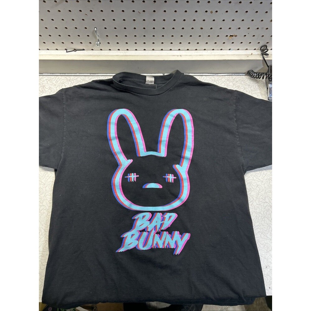 Bad Bunny Black Graphic Tee XL Short Sleeve Shirt Cotton